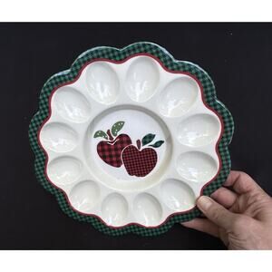Reston Lloyd Eurita 10” Country Apple Deviled Egg Platter Tray Vintage -C1